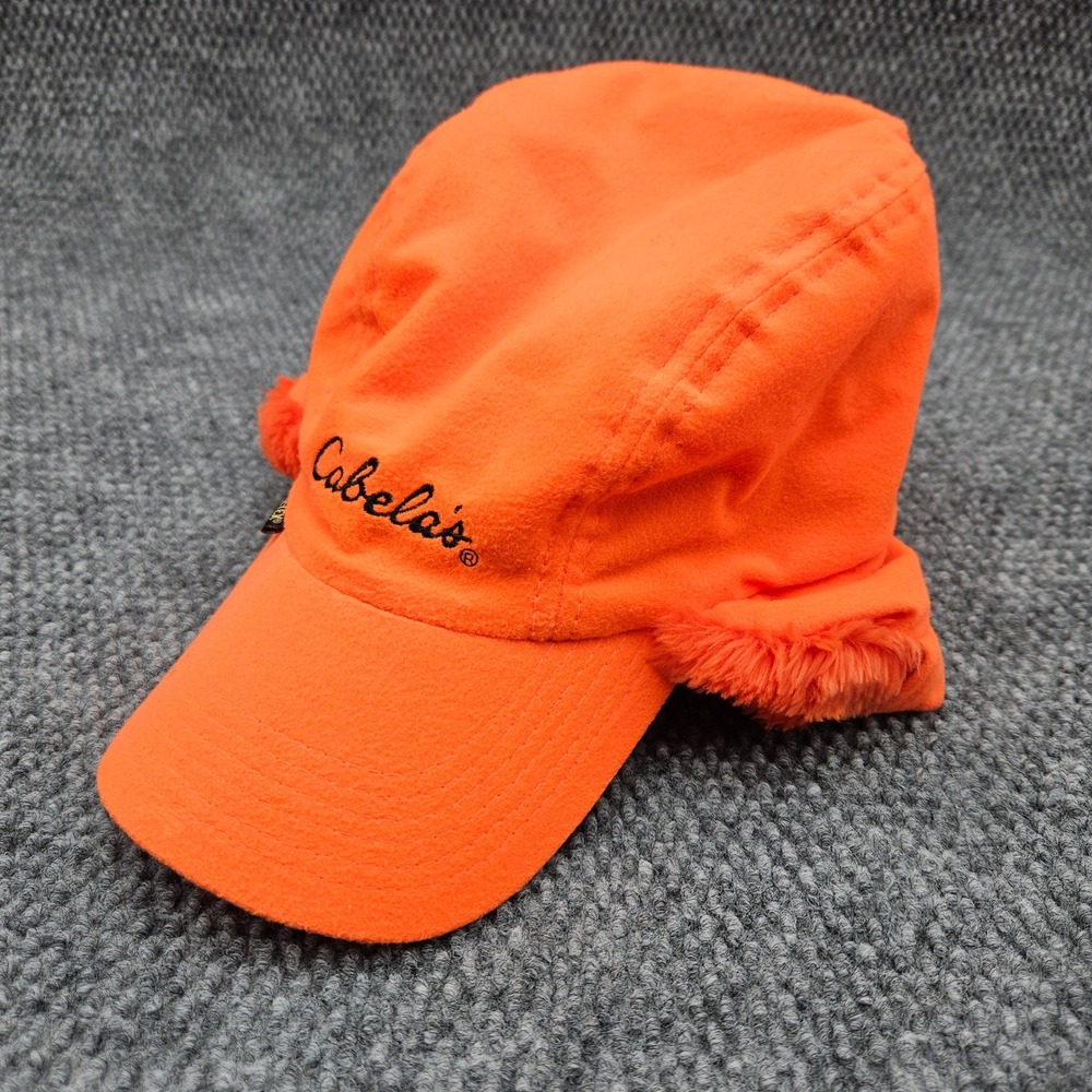 Vintage‎ Cabela's Men's Large Orange Gore-Tex Thinsulate Trapper Hat Hunting Cap